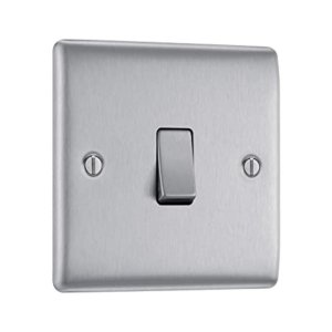 BG 1 Gang 2 Way Light Switch - Brushed Steel (NBS12-01) - main image 1