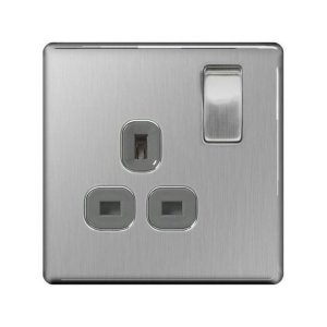 BG 13A 1 Gang Double Pole Screwless Flatplate - Brushed Steel (FBS21G-01) - main image 1