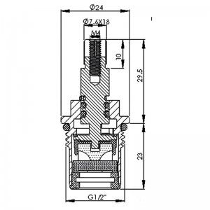 1/2" tap mechanism ceramic disc hot/cold - pair (CC13) - main image 2