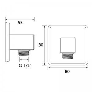 Bristan Square Wall Outlet - Chrome (CARM WOSQ01 C) - main image 2