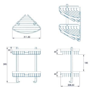 Croydex Aluminium Large Two Tier Corner Basket - Chrome (QM772841) - main image 2