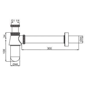 Deva 1.25" Bottle Trap With Wall Extension - Gold (TCP625/501) - main image 2