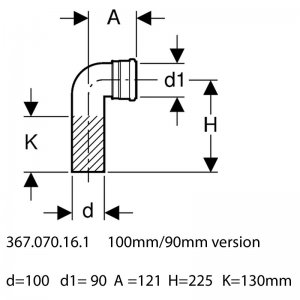 Geberit HDPE connection bend 90° for wall-hung WC (367.070.16.1) - main image 2