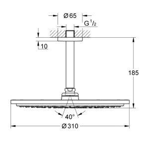 Grohe Rainshower Cosmopolitan 310 Ceiling Shower Head - 142mm - Chrome (26067000) - main image 2