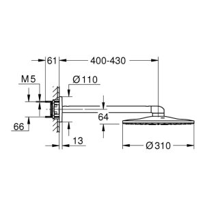 Grohe Rainshower SmartActive 310 Fixed Shower Head - 430mm - Chrome (26475000) - main image 2