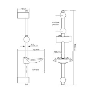 Triton Lewis Riser Rail Kit/Shower Rail Set - Chrome (TSKLEWCH) - main image 2