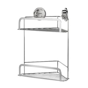 Croydex Stick 'N' Lock Two Tier Corner Basket - Chrome (QM290741) - main image 3