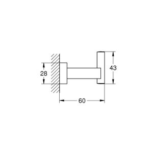 Grohe Essentials Cube Robe Hook - Brushed Hard Graphite (40511AL1) - main image 3