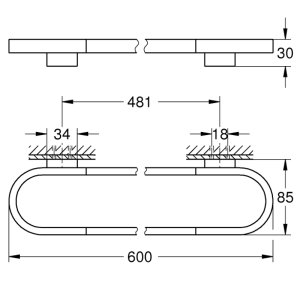 Grohe Selection Towel Rail - 600mm - Hard Graphite (41056A00) - main image 3