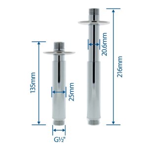 Triton Adjustable Ceiling Arm - 135-216mm - Chrome (TSADJARMCEIL) - main image 3