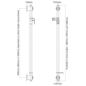 Triton Inclusive Care Shower Kit With Extendend Rail - 1080mm - Chrome (GAUPF1) - main image 3