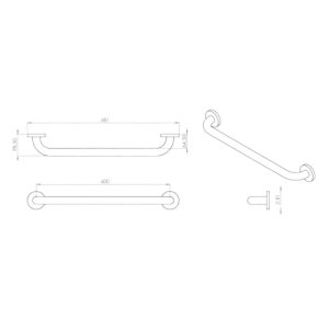 Croydex 600mm Stainless Steel Straight Grab Bar - White (AP501222) - main image 4