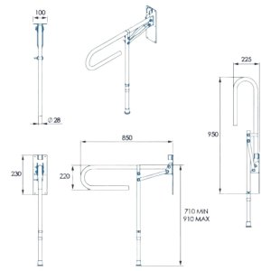 Croydex 850mm Fold Away Hand Rail With Drop Down Leg - Stainless Steel (AP502941) - main image 4