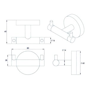 Croydex Flexi-Fix Britannia Double Robe Hook - Chrome (QM589141) - main image 4