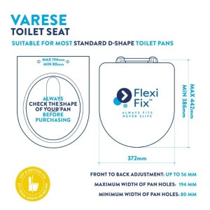 Croydex Varese Flexi-Fix Wood Toilet Seat - Grey Oak Effect (WL610131H) - main image 4