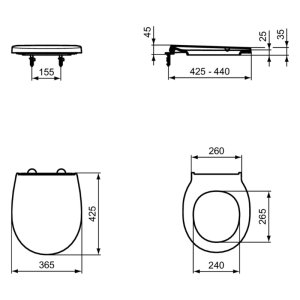 Ideal Standard TIRSO Universal Wrapover Oval Toilet Seat & Cover - SmartGuard White (E3355HY) - main image 4