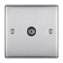 BG 1 Gang Coxial Socket - Brushed Steel (NBS60-01)