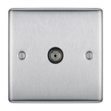 BG 1 Gang Coxial Socket - Brushed Steel (NBS60-01)