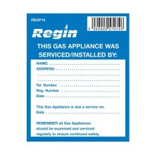 Regin Gas Appliance Service Sticker - 8 Per Pack (REGP10)
