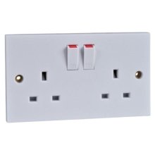 Schneider Electric Exclusive Square Edge Moulded Switched Socket - 13A 230V 2 Gang - White (GSKTSWDP2G)