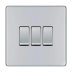 BG 10AX 3 Gang 2 Way Plate Switch - Screwless Flatplate - Brushed Steel (FBS43-01) - thumbnail image 1