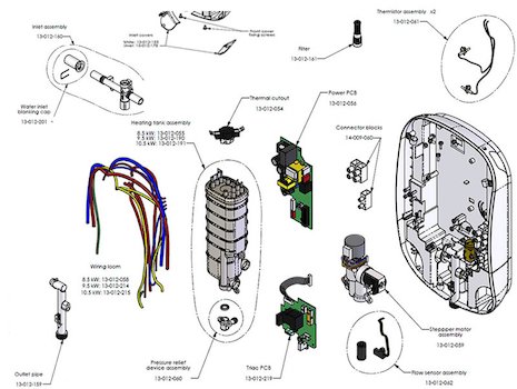 AKW iCare (SmartCare Plus) - iTherm electric shower spares spares breakdown diagram