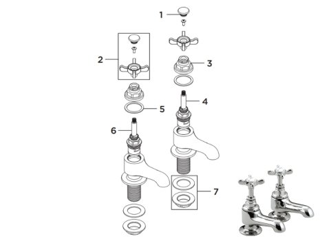 Bristan 1901 Bath Taps - Chrome (N 3/4 C CD) spares breakdown diagram