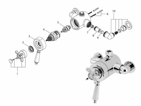 Bristan 1901 exposed concentric top outlet shower valve (N2 CSHXTVO C) spares breakdown diagram