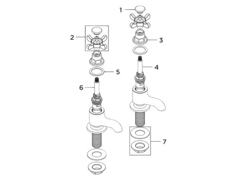 Bristan 1901 Vanity Basin Taps - Chrome (N VAN C CD) spares breakdown diagram