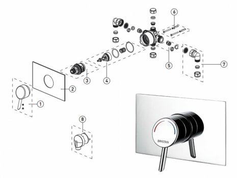 Bristan Acute built in thermostatic (AC SHCAR C) spares breakdown diagram