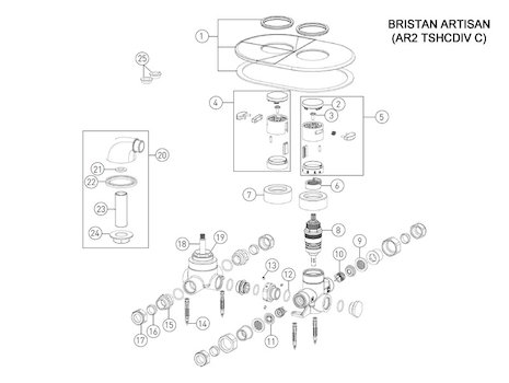 Bristan Artisan Recessed with Diverter (AR2 TSHCDIV C) spares breakdown diagram