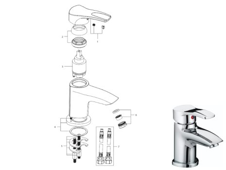 Bristan Capri Basin Mixer Tap Without Waste - Chrome (CAP BASNW C) spares breakdown diagram