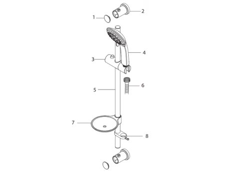 Bristan Casino Shower Kit with Large 3 Function Handset and Easy Clean Hose - Chrome (CAS KIT03 C) spares breakdown diagram