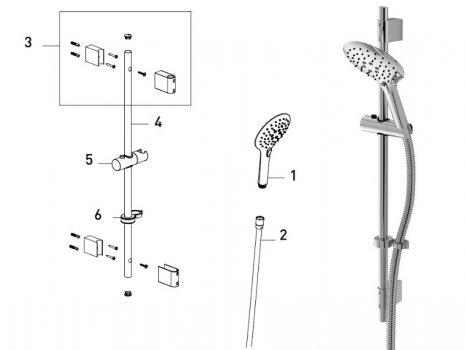 Bristan Casino Shower Kit with Large 3 Function Handset and Easy Clean Hose - Chrome (CAS KIT05 C) spares breakdown diagram