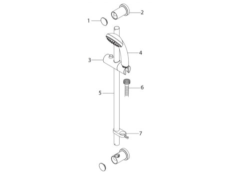 Bristan Casino Shower Kit with Single Function Small Handset - Chrome (CAS KIT01 C) spares breakdown diagram