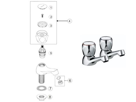 Bristan Club Basin Taps - Chrome (VAC 1/2 C MT) spares breakdown diagram