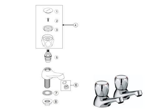 Bristan Club Bath Taps - Chrome (VAC 3/4 C MT) spares breakdown diagram