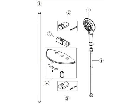 Bristan Commercial Multi-Function Extended Slide Bar Shower Kit - Chrome (EV KIT-EEVK C) spares breakdown diagram