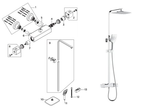 Bristan Craze2 Rigid Riser Bar Mixer - chrome (CRZ2 SHXDIVCTFF C) spares breakdown diagram