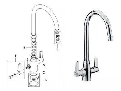 Bristan Echo Easyfit Kitchen Sink Mixer - Chrome (EC SNK EF C) spares breakdown diagram