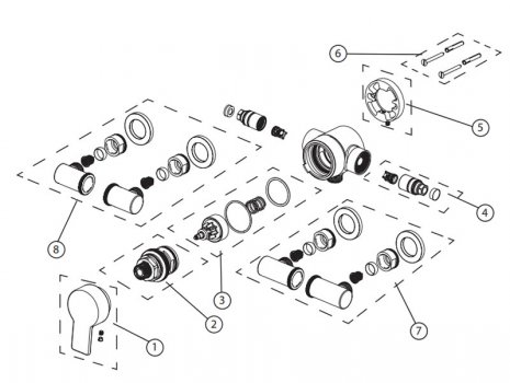 Bristan Exodus exposed mixer shower (EXD SHXAR C) spares breakdown diagram