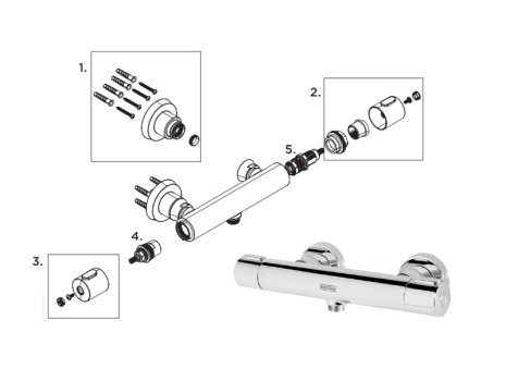 Bristan Frenzy thermostatic exposed cool touch bar mixer shower (FZ SHXVOCTFF C) spares breakdown diagram