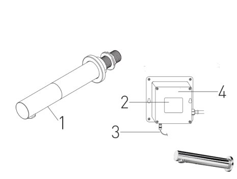 Bristan Infrared Basin Wall Spout - Chrome (IRWS1-CP) spares breakdown diagram