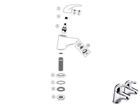 Bristan Java Basin Taps - Chrome (J 1/2 C) spares breakdown diagram