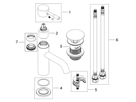 Bristan Mila Basin Monobloc Basin Mixer Tap And Waste - Chrome (MI BAS C) spares breakdown diagram