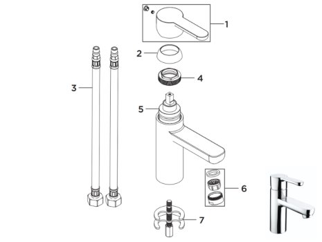 Bristan Nero Basin Mixer - Chrome (NR BASNW C) spares breakdown diagram