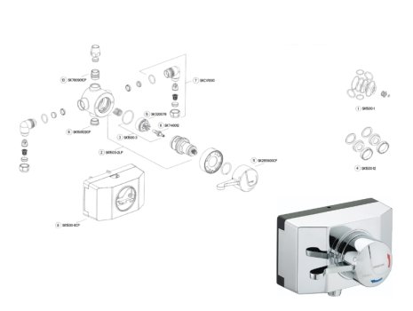 Bristan Opac Exposed Shower Valve With Lever Handle & Shroud (OP TS1503 SCL C) spares breakdown diagram