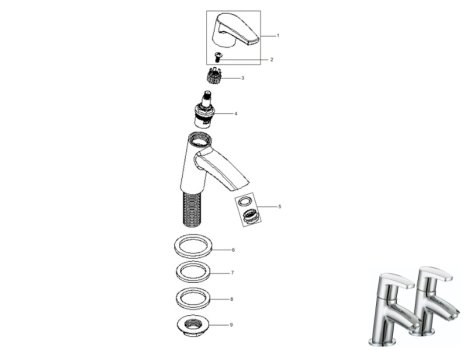 Bristan Orta Bath Taps - Chrome (OR 3/4 C) spares breakdown diagram