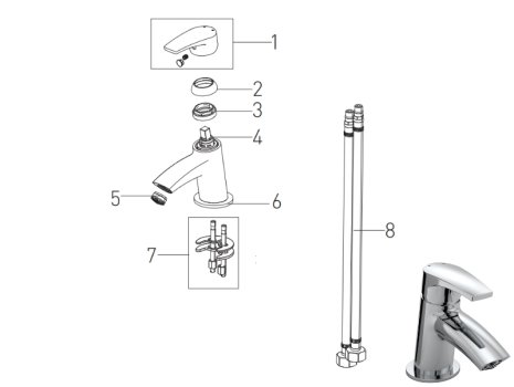 Bristan Orta Small Basin Mixer - Chrome (OR SMBAS C) spares breakdown diagram