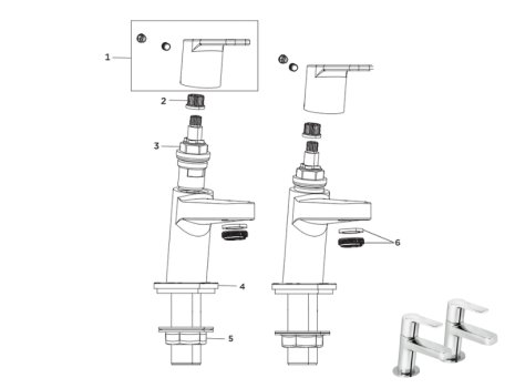 Bristan Pisa Basin Taps - Chrome (PS2 1/2 C) spares breakdown diagram